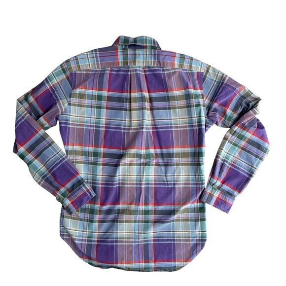 Ralph Lauren Mens Classic Plaid Long Sleeve Button Down Shirt M Cotton Purple - Picture 6 of 7